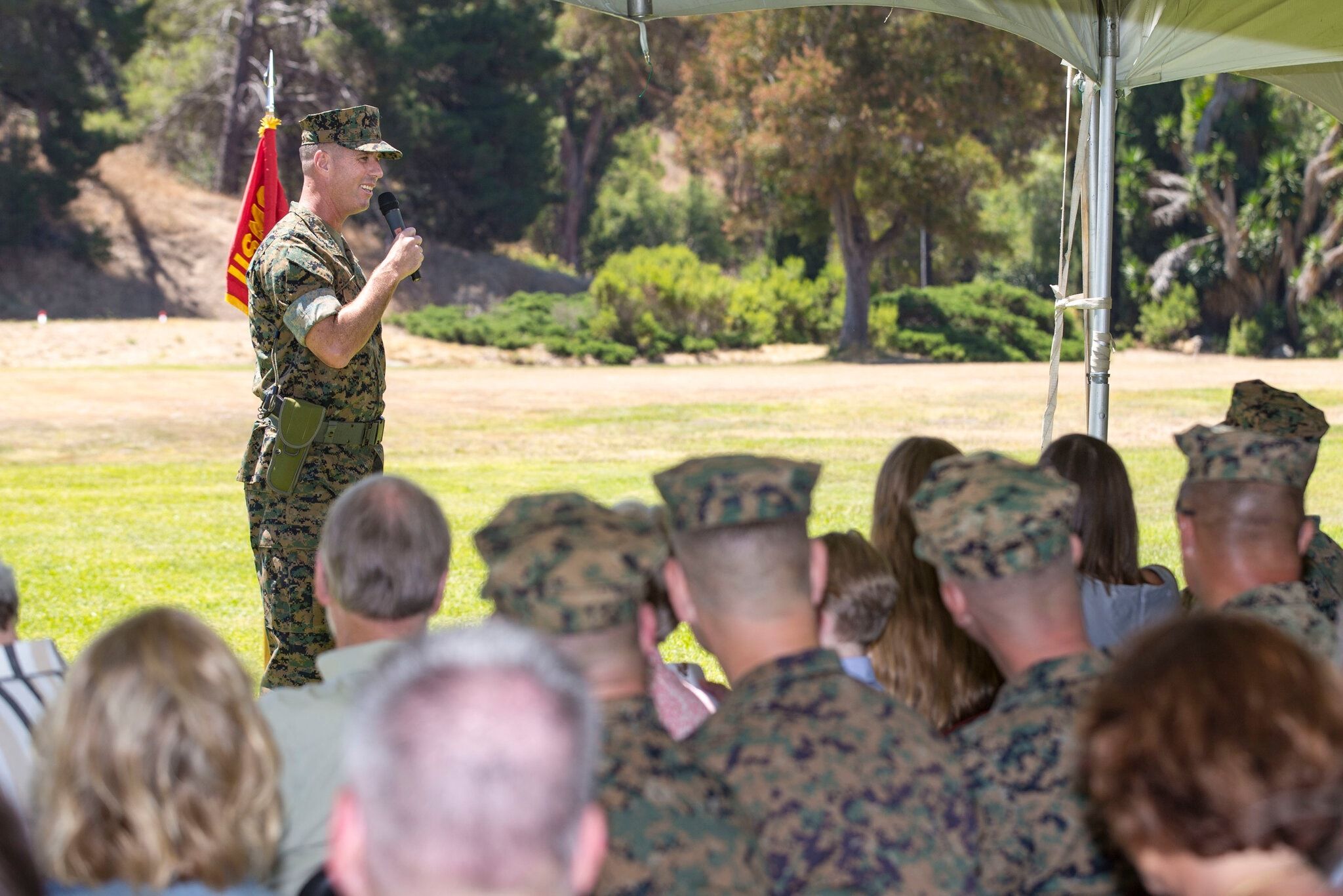 Col. Stephen Keane of the Marines at his change of command ceremony at Camp Pendleton, Calif., in July. Image by Lance Cpl. Drake Nickels / U.S. Marine Corps. United States, 2020.