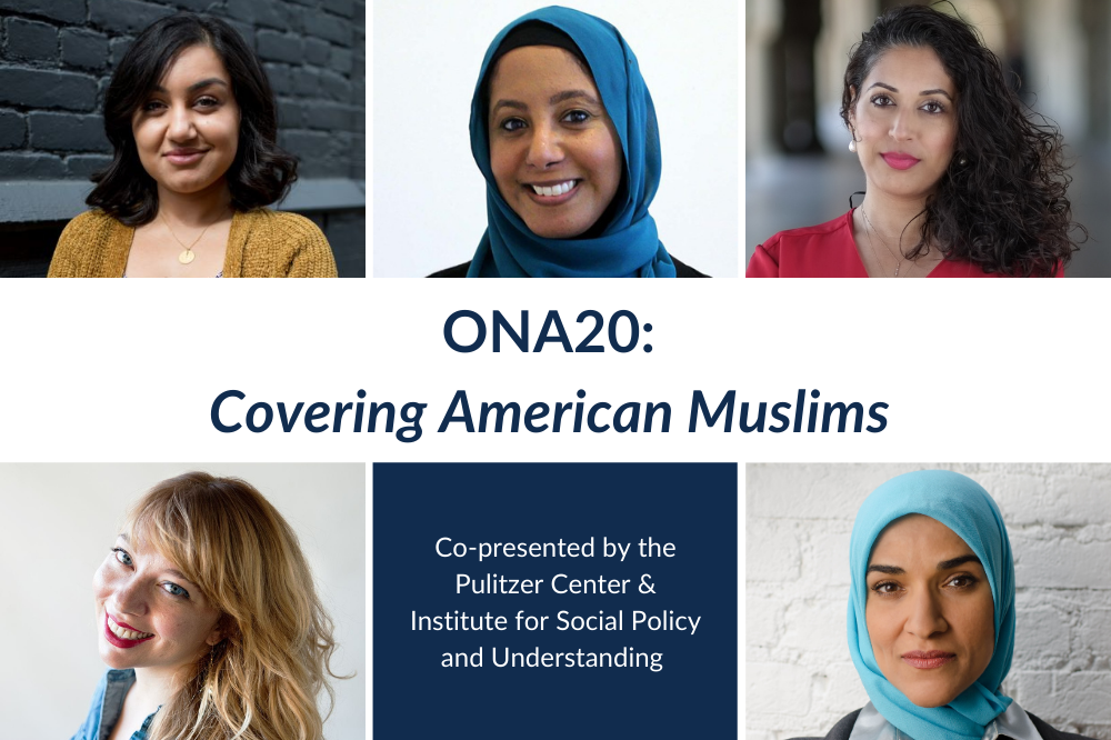 Dalia Mogahed, Seema Yasmin, Kat Coplen, Hind Makki, and Zahra Ahmad will participate in the panel “Covering American Muslims” as part of ONA20 Everywhere, the 21st annual conference of the Online News Association. Graphic by Kayla Edwards.