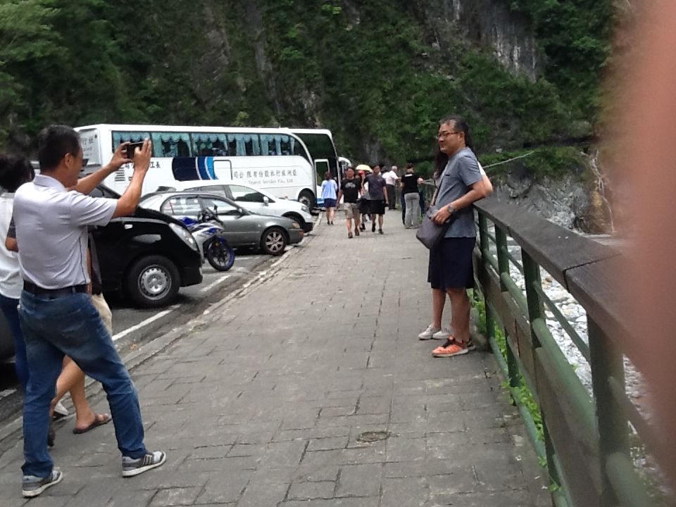 Chinese Mainland tourists at Taiwan's scenic Taroko Gorge in July. China has cut down on tourism to punish Taiwan for its separatist ways, but the ban is far from total, and two million mainlanders are expected to visit Taiwan this year. Image by Richard Bernstein. Taiwan, 2017.