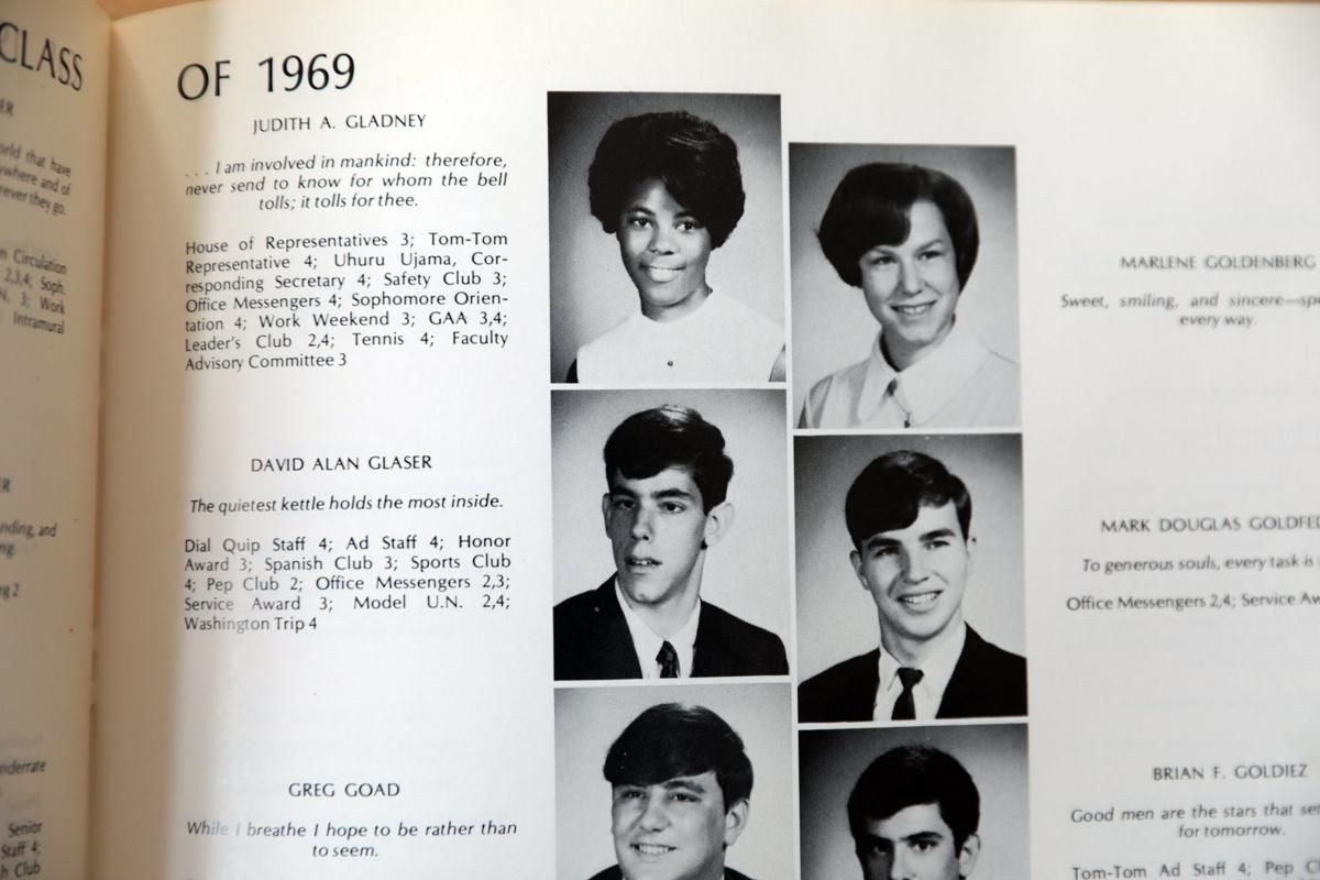 A photo of Judy Gladney, top left, from her University High School yearbook. Image courtesy of Judy Gladney. United States, undated.
