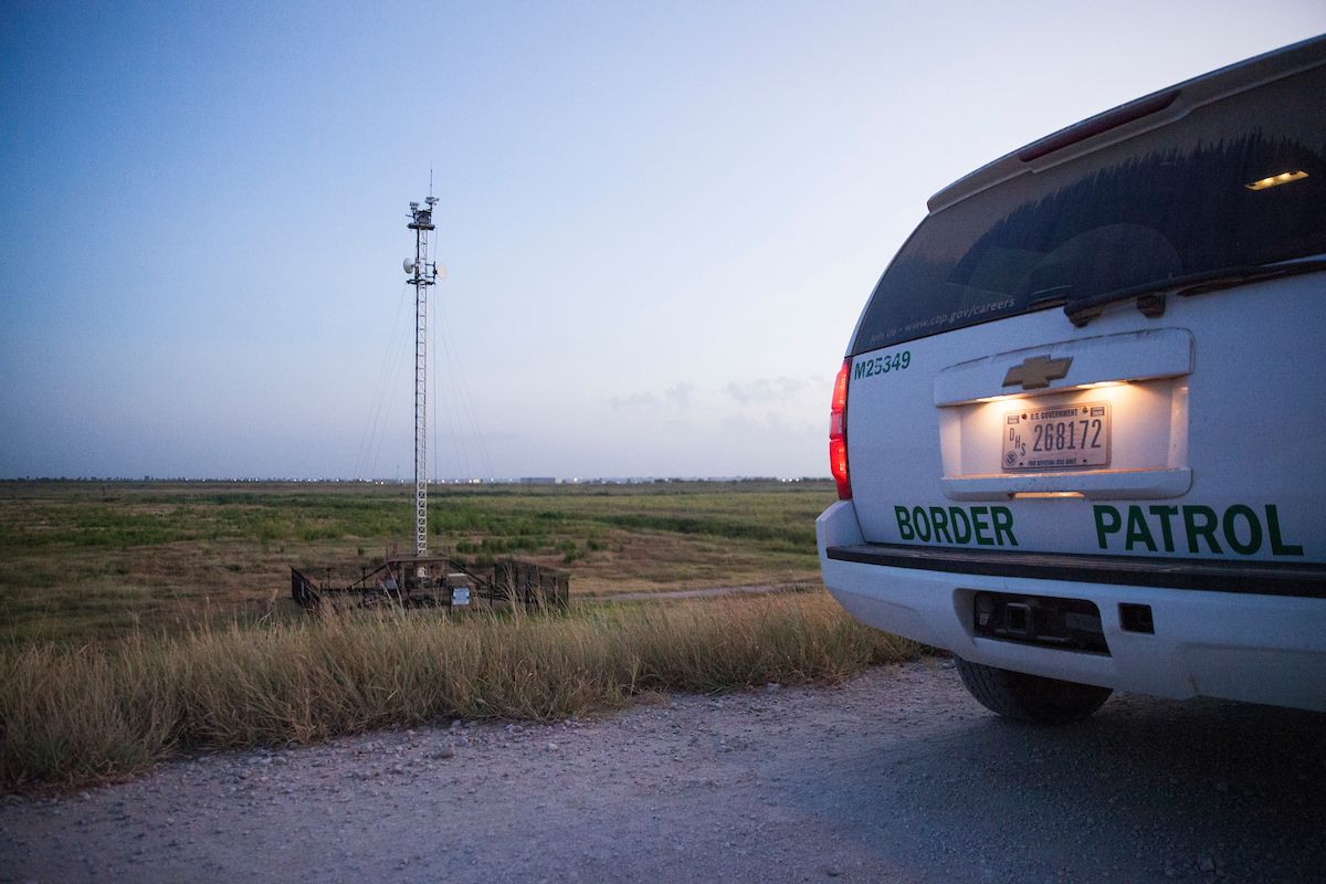 A Customs and Border Protection vehicle patrols in the Rio Grande Valley Sector of Texas on Aug. 20, 2019. Image by Jinitzail Hernández. United States, 2019.