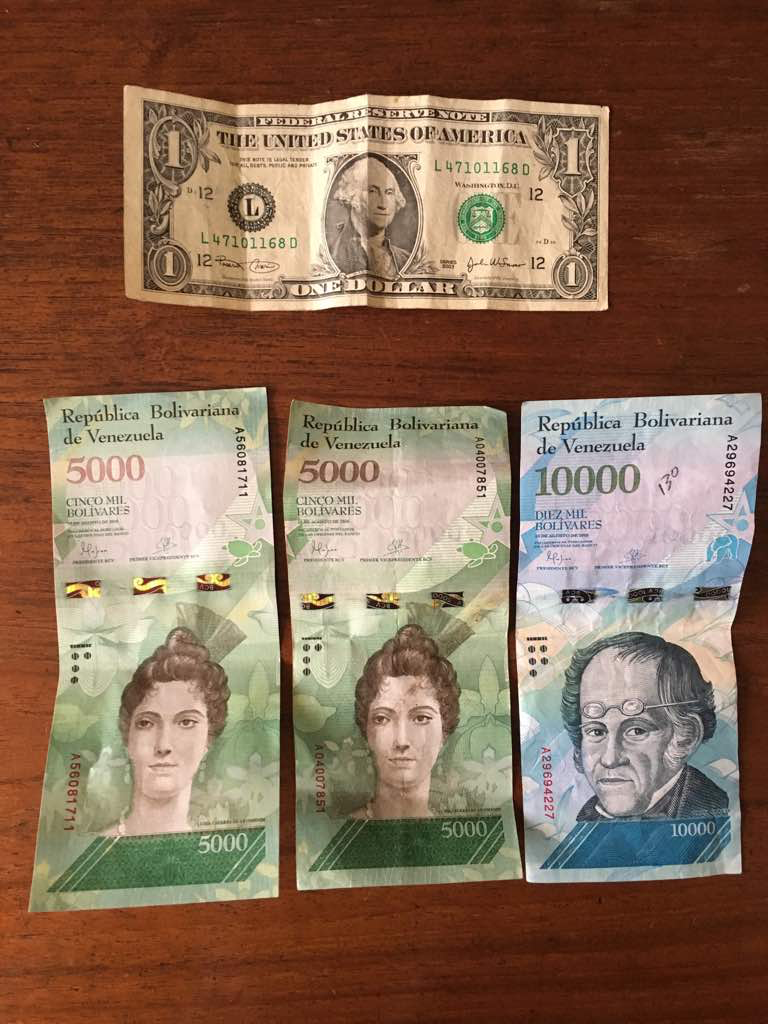 Venezuelan currency’s Bolívar.  By Lila Franco. Venezuela, 2017.