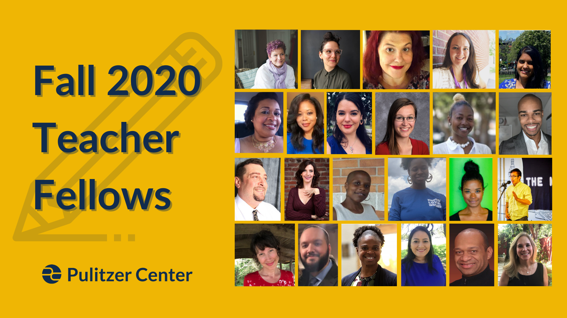Graphic of Fall 2020 Pulitzer Center Teacher Fellows