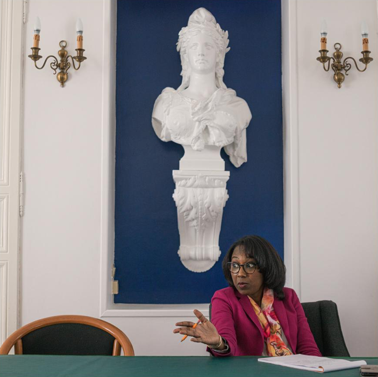 Madame Mayor, France: When Marième Tamata-Varin was encouraged in 2014 to run for mayor of the village of Yèbles, her two children were bullied and she was subjected to racist and anti-Muslim insults—the first time in her life, says the Mauritanian immigrant, that she had felt labeled “other.” But she won, becoming France’s first black Muslim woman mayor. From town hall chambers dignified by a bust of Marianne, the symbolic figure evoking republican France, Tamata-Varin creatively raised money, including a crowdfunding campaign, for a new school building and other civic improvements. Image by Lynn Johnson. France, 2019.