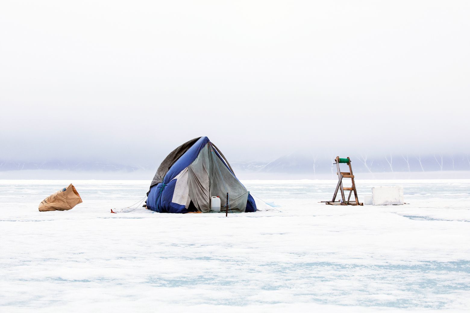 People have lost their lives on the sea ice. But despite its increasing dangers, some hunters still camp there during the hunting season. Image by Anna Filipova. Greenland, 2018.