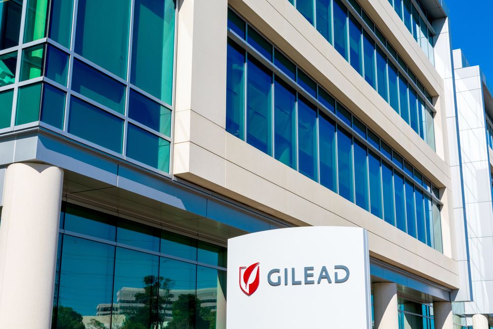 Gilead sign at headquarters in Silicon Valley. Image by Michael Vi / Shutterstock. United States, 2020.