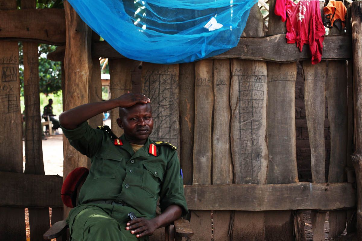 Former rebel commander Abel Matthew Mbarza, now part of the government forces, at his compound in Yambio. According to the UN, there are still 19,000 children in armed forces in South Sudan, a number contested by the army. Image by Andreea Campeanu. South Sudan, 2018.