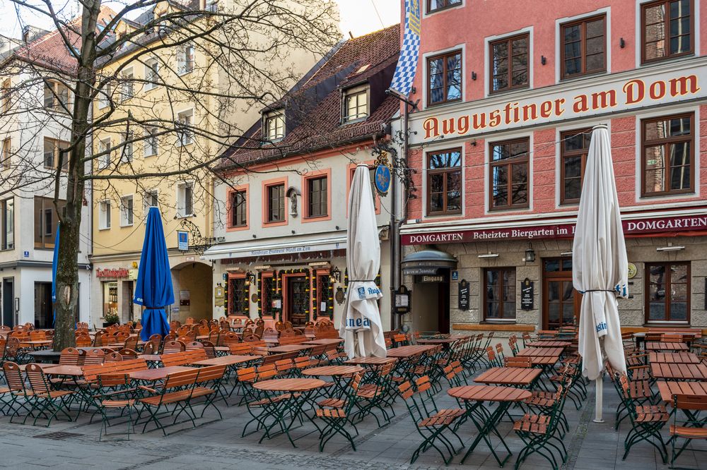  In March, Munich's restaurants and bars stood empty due to the initial coronavirus shutdown. Image by Jazzmany / Shutterstock. Germany, 2020,
