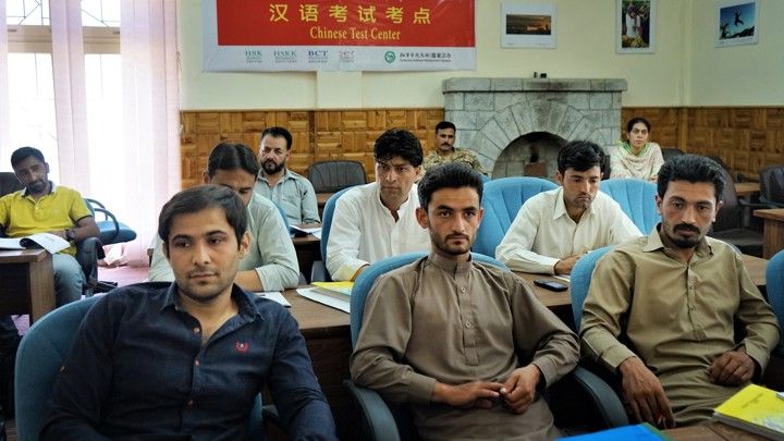 Students in the army-sponsored class at the Karakoram International University in Gilgit. Image by Sabrina Toppa. Pakistan, 2018.