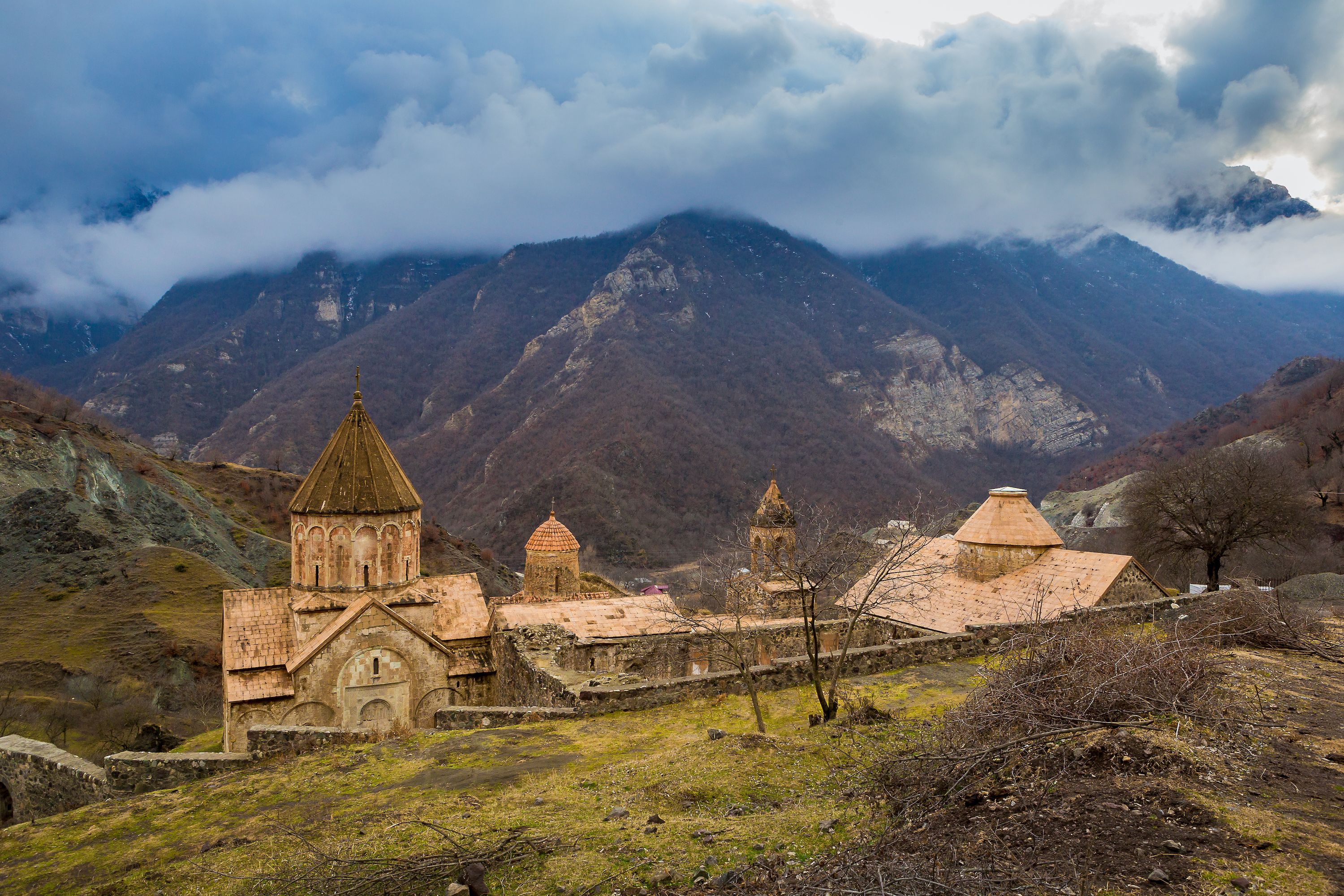A view of the Dadivank Monastery, the fate of which has become an impassioned issue for Armenians in the handover of the Kelbajar region to Azerbaijan. Image by Hayk Hovhannisyan / Shutterstock. Undated.