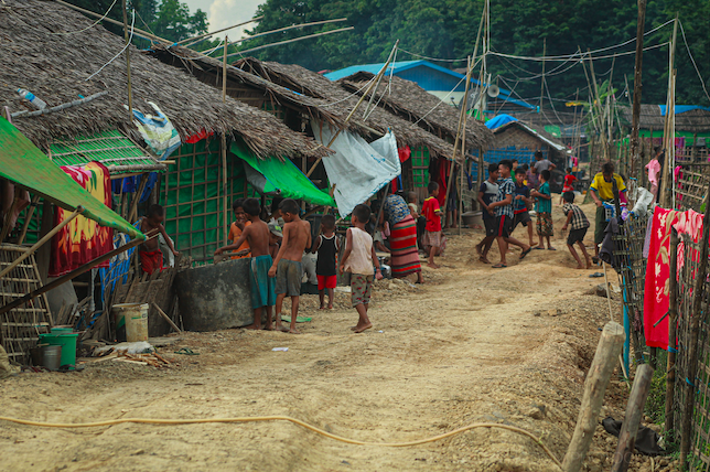 A displaced persons camp in Rakhine State's Mrauk-U township. Voting has been cancelled across the entire township. Image courtesy of Emily Fishbein. Myanmar, 2020.