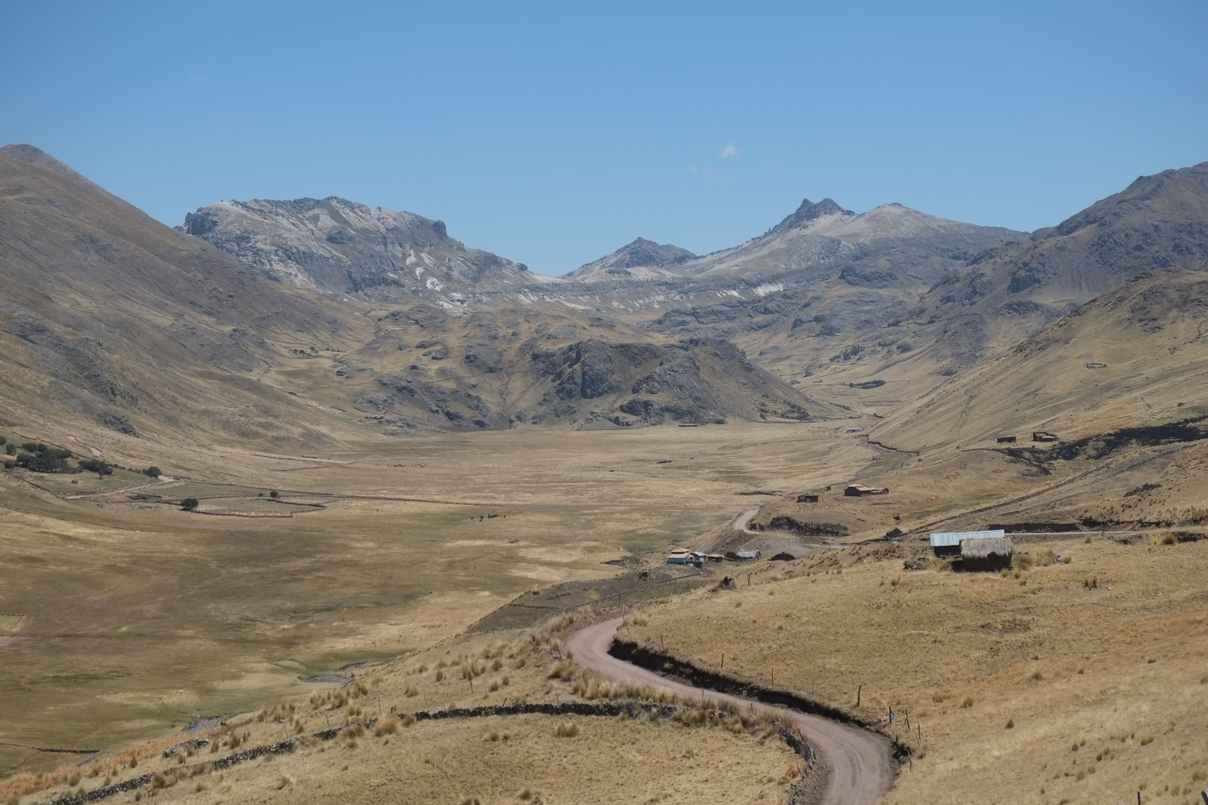 A view from Tuco, a subcommunity of Quispillaccta, Peru. A great glacier once sat in these mountains. Image by Dan Schwartz. Peru, 2019.