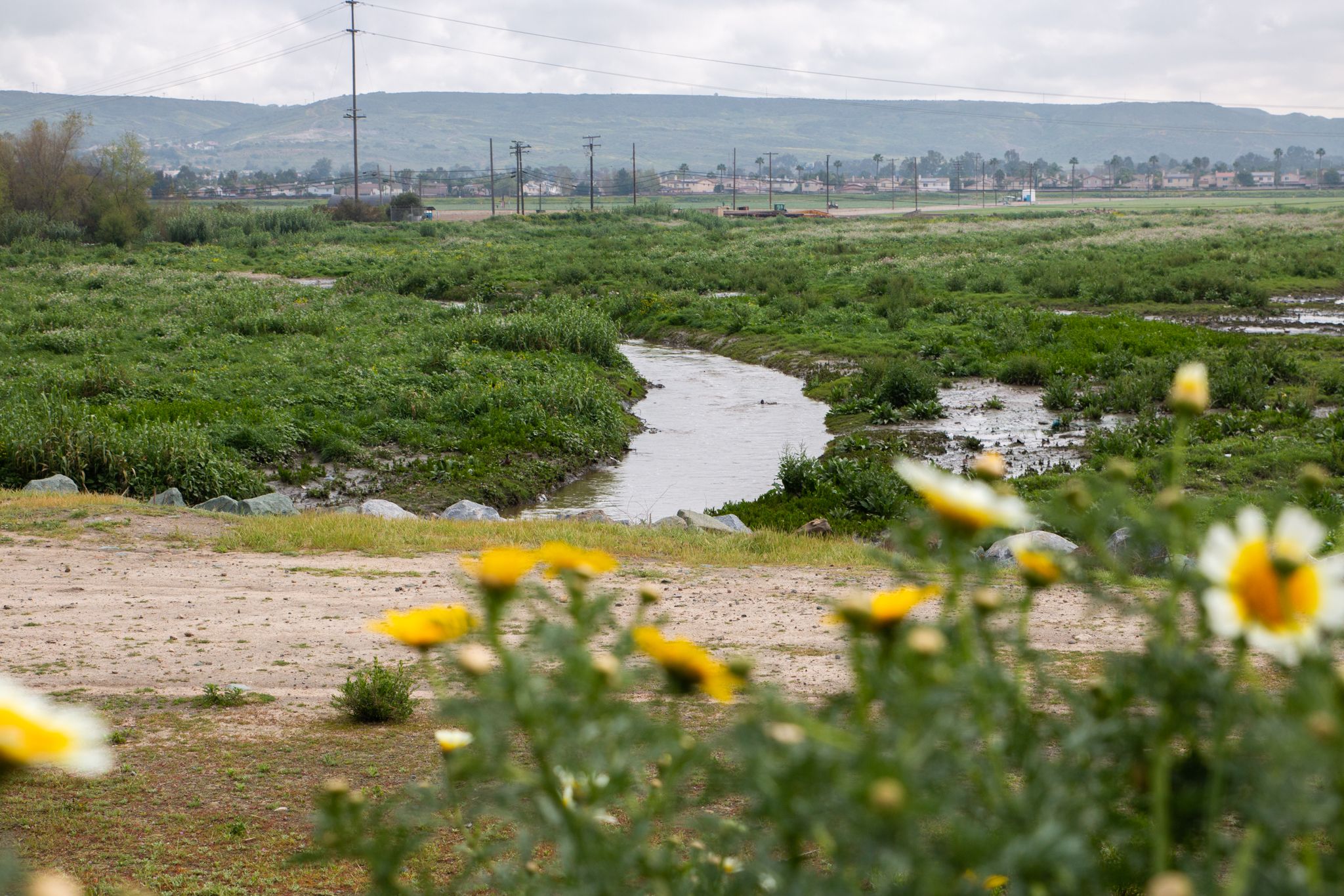 A tributary near the U.S.-Mexico border where sewage from Tijuana flows through. Image by Adriana Heldiz. United States, undated.