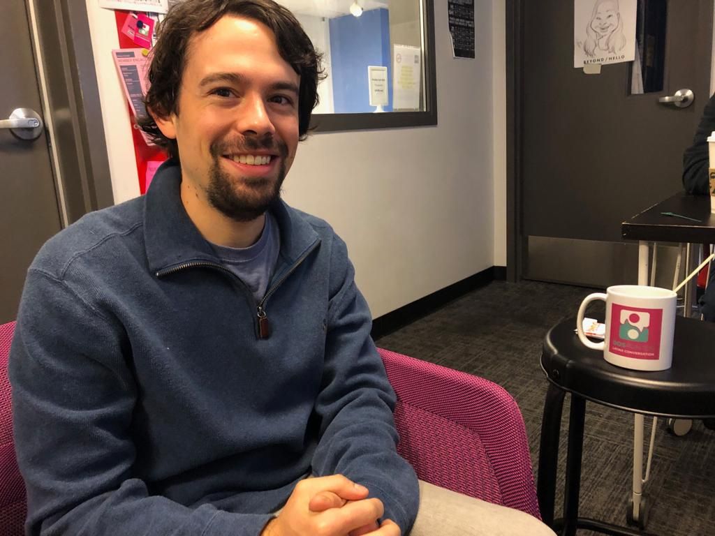 Interview with Patrick Ammerman about his Pulitzer Center Reporting Fellowship on the DosPuntos radio program. Image courtesy of Patrick Ammerman. United States, 2019.