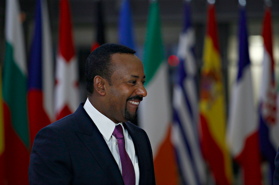 President of the European Council Donald Tusk welcomes Abiy Ahmed, prime minister of Ethiopia, prior to a meeting on January 24, 2019. Image by Alexandros Michailidis / Shutterstock. Belgium, 2019.