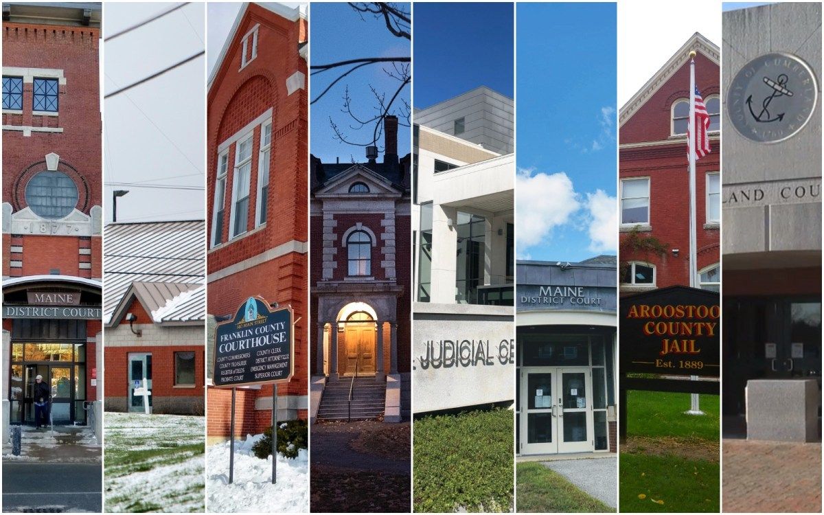 Jails and courthouses in Maine are pictured in these file photos. Composite photo courtesy of BDN.
