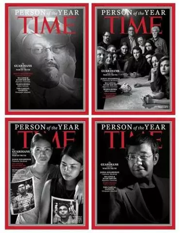 The covers for Time magazine "Person of the Year." Image by AFP Photo/TIME Magazine/Moises Saman/Handout. United States, 2018. 
