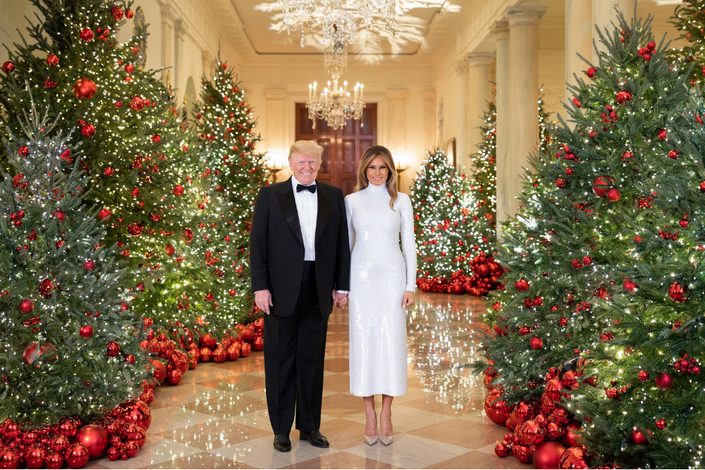 President Donald J. Trump and First Lady Melania Trump in the Cross Hall of the White House. Image by Andrea Hanks/White House (CC Public Domain). United States, 2018.