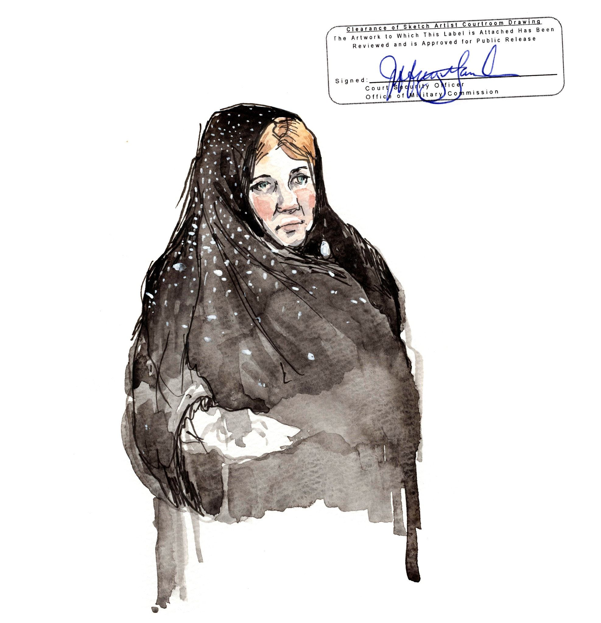 Cheryl Bormann, the capital defense lawyer for Walid bin Attash. Illustration by Wendy MacNaughton. United States, 2019.