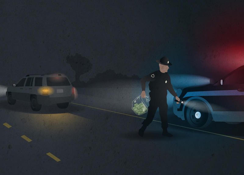 No police officer or prosecutor testified in public against Rep. Shamed Dogan's bill to reform civil asset forfeiture tools. But their behind-the-scenes lobbying prompted the House Rules Committee chair to kill the bill. Graphic courtesy of David Kovaluk/ St. Louis Public Radio. United States, 2019.