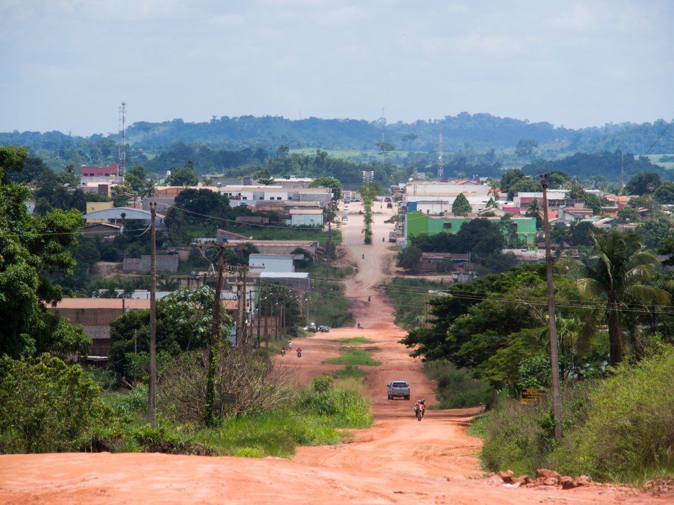 A view of the city Novo Progresso, described sometimes as the "Wild West" due to its violence and conflict over land. Image by Heriberto Araújo. Brazil, 2019.