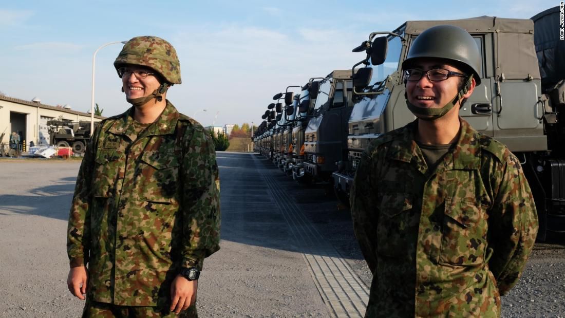 Pvt. Hiroki Yasugahara (left) and Pvt. Katsunari Takahashi (right) are both new recruits. Image by Emiko Jozuka. Japan, 2018. 