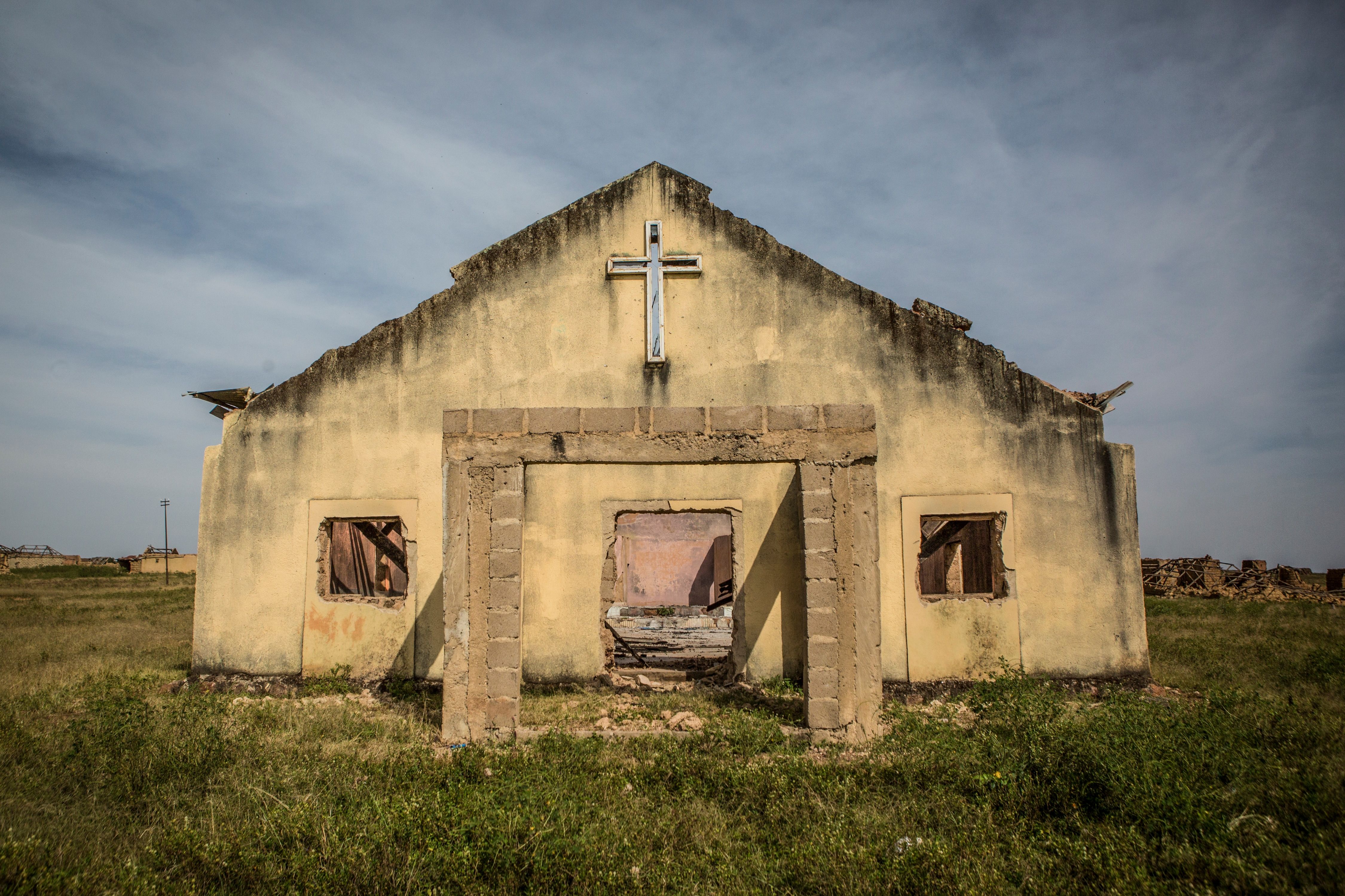 This church in the plateau village of Garwaza was raided and burned in an attack by armed men in June. Image by Jane Hahn. Nigeria, 2018.