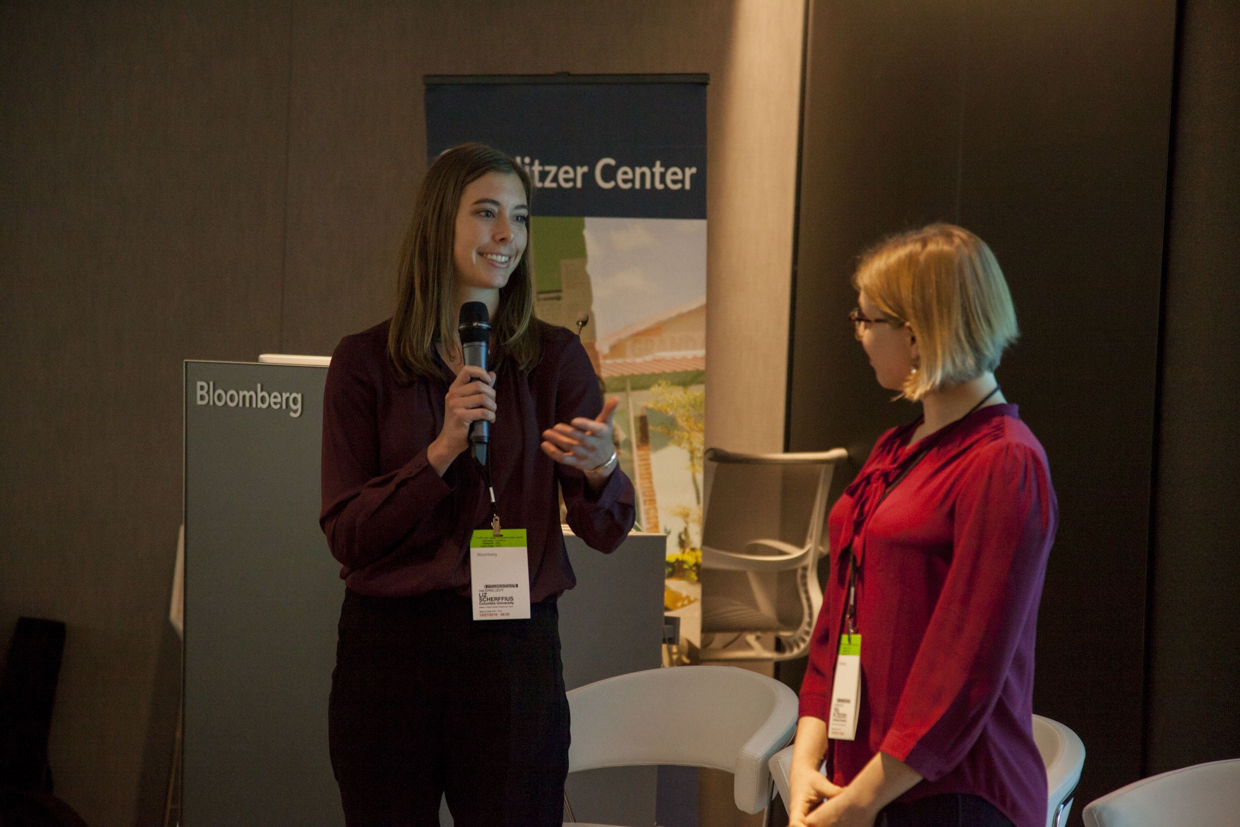 Thea Piltzecker and Liz Scherffius (Columbia University Graduate School of Journalism) presents their global reporting project at 2018 Washington Weekend. Image by Jin Ding. United States, 2018.