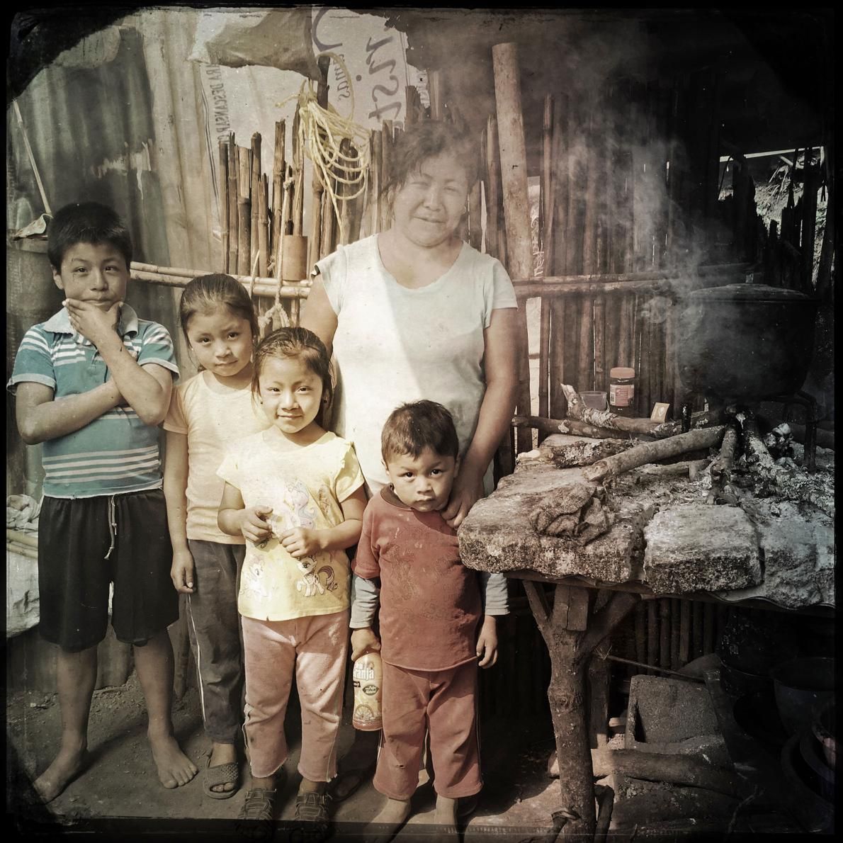 San Ramon: This family is among those who settled recently here from the Rio Squisal Valley, near the border with Mexico. Image by Lynn Johnson. Guatemala, 2017.