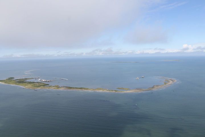 East Timbalier Island shrinks by about 70 feet per year. It protects Port Fourchon and Terrebonne Bay from hurricanes and storm surges. Image courtesy of NOLA.com | The Times-Picayune. United States, 2019.