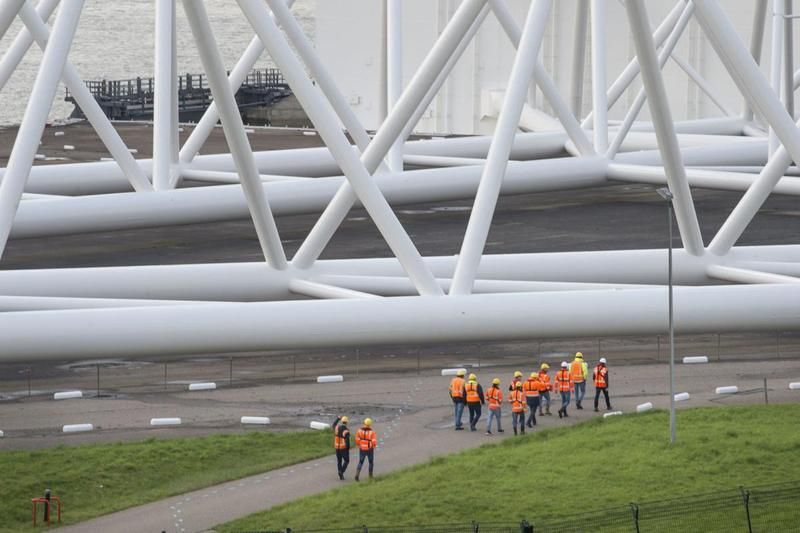 Officials with the Maeslant storm surge barrier on the New Waterway in South Holland, Netherlands. Image by Chris Granger / Times-Picayune | The Advocate. ​​​​​​​The Netherlands, 2020.