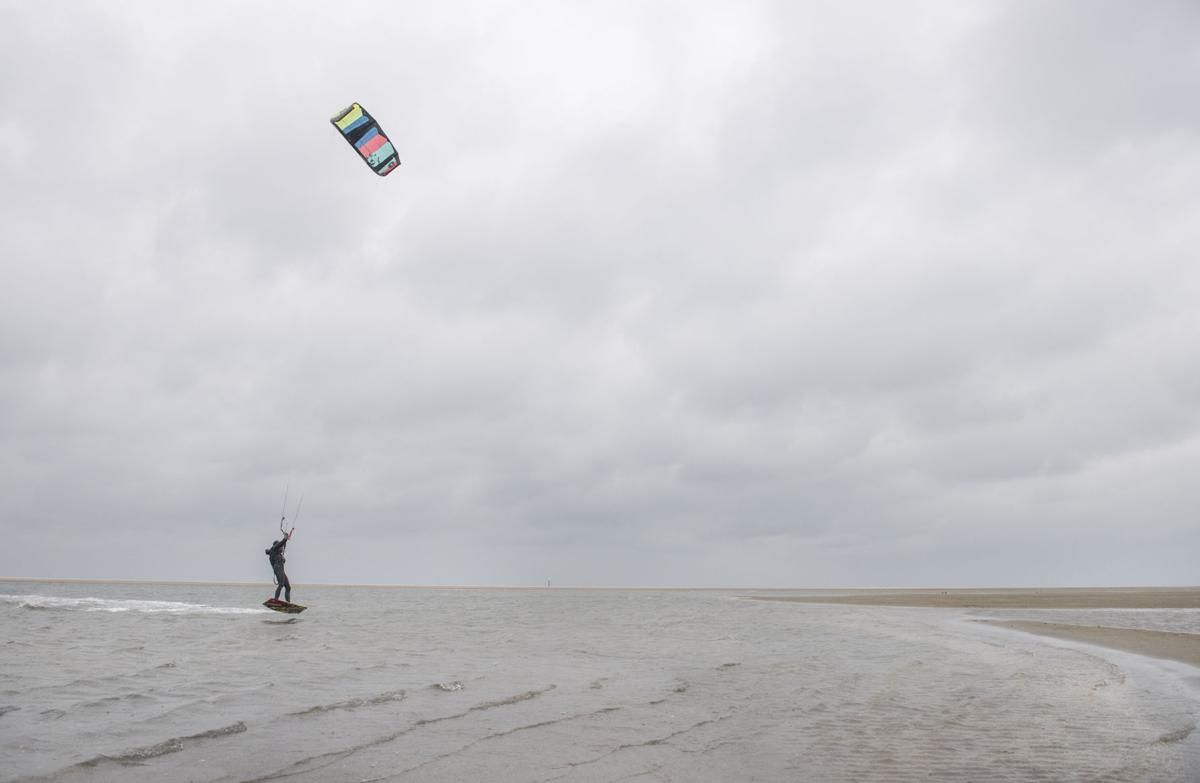 The Zandmotor, or Sand Motor, is popular among kitesurfers as well as traditional surfers. Image by Chris Granger. Netherlands, 2019.