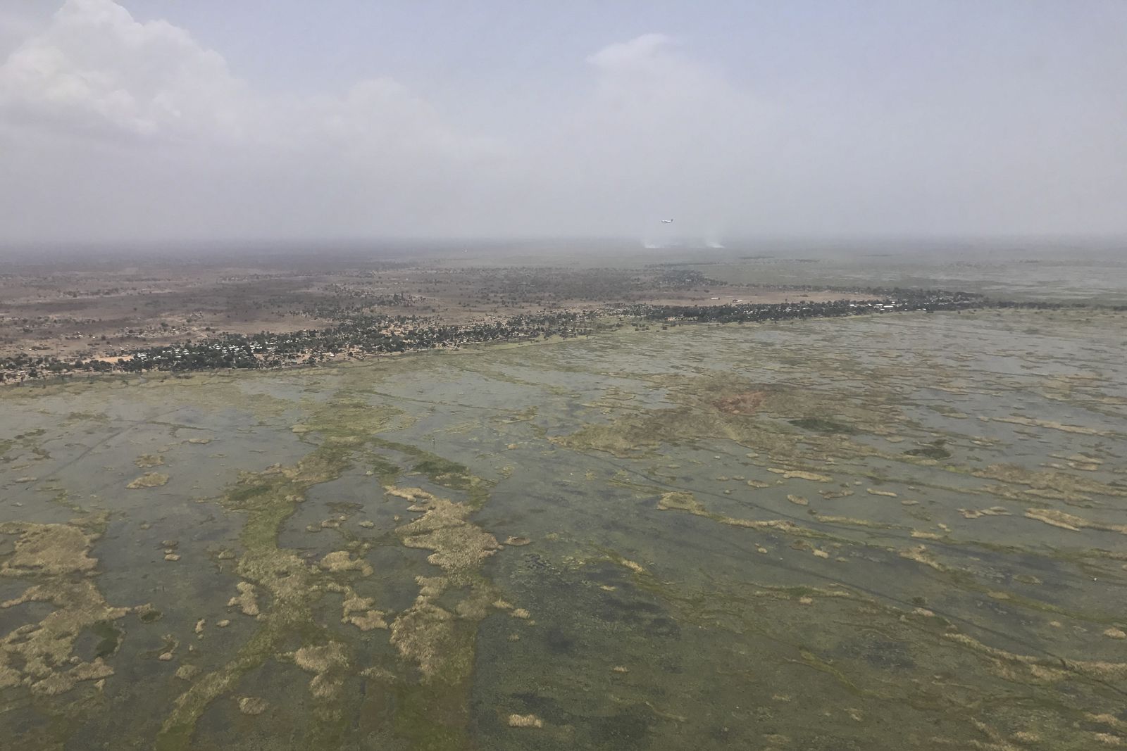 A helicopter view of the swamps in central South Sudan where people hide from government “counterinsurgency” raids. Image by Jane Ferguson. South Sudan, 2017.