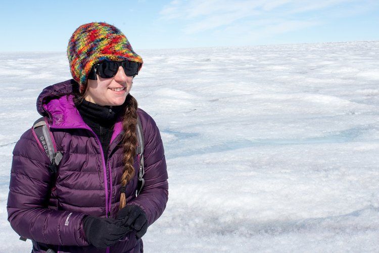 Going to the Greenland ice sheet is "every geophysicist's dream," says Rosie Leone, a graduate student at the University of Montana. Image by Amy Martin. Greenland, 2018. 