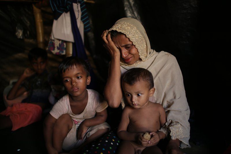 Jamila Begum, 35, cries when talking about how members of Myanmar’s armed forces killed her son and husband. Image by Wong May-E. Bangladesh, 2017.