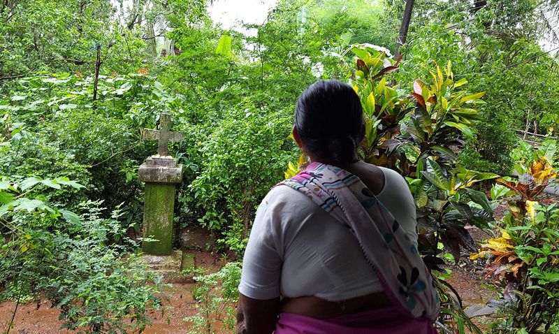 A 66-year-old woman in the Indian village of Hassapur relaxes in her garden. She received treatment for her depression through a lay counseling program. Image by Joanne Silberner.