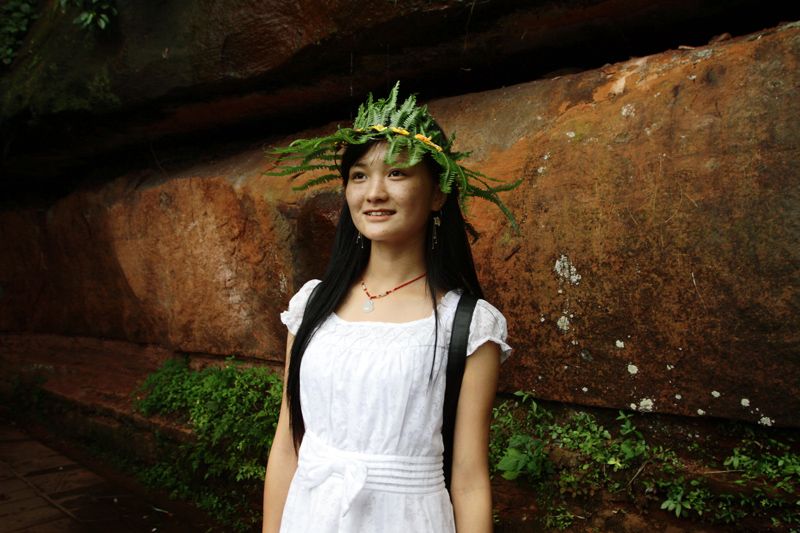 A young woman visiting the 'Bamboo Sea' in southern Sichuan.