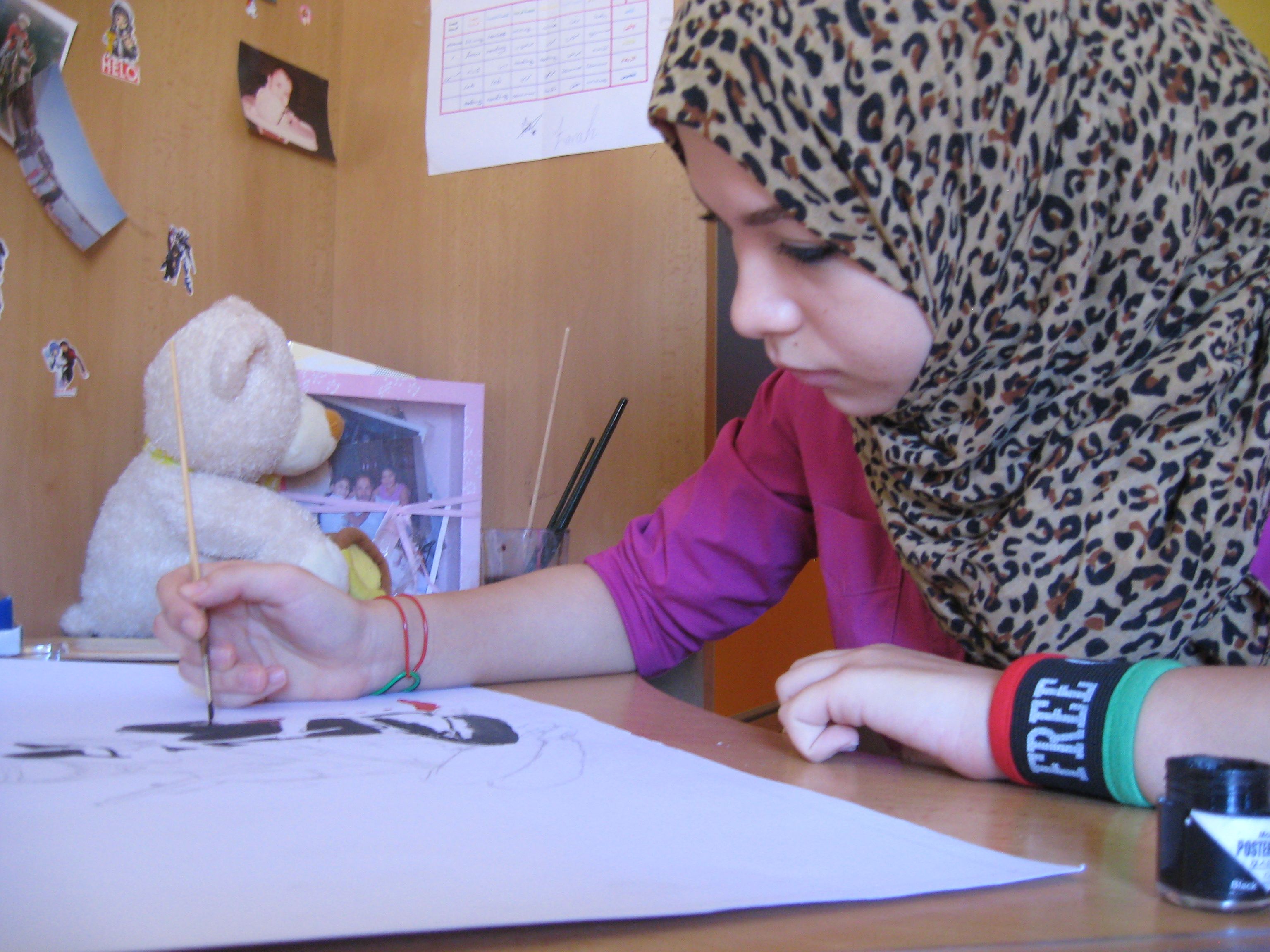 Farah Jamal Bin Yezza, an 18 year old who has never before shown her art. Libya.