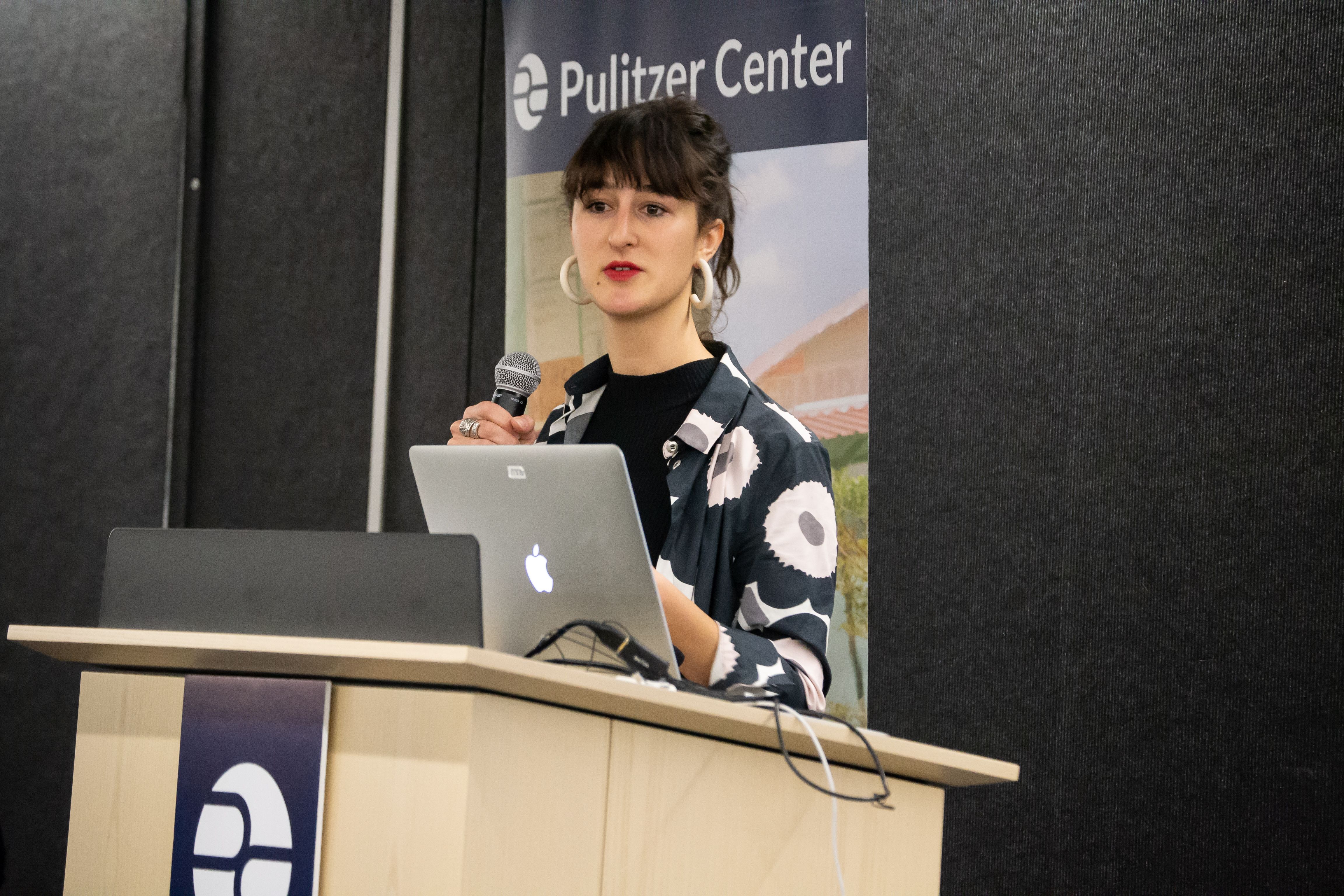 Olivia Norrmén-Smith from McGill University presents her reporting on mental health and remediation in Cambodia. Image by Katie Brown. United States, 2019.