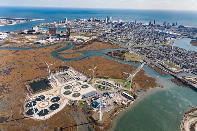 Atlantic City’s wastewater treatment plant. Image by Alex MacLean. United States, 2019.