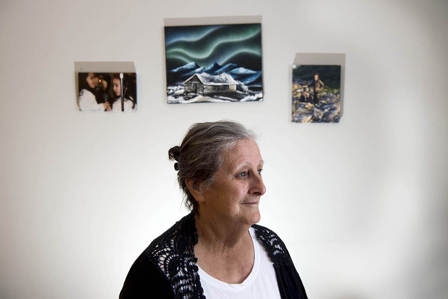 Charlotte Wolfrey, an elder and elected leader of the small Inuit community of Rigolet, in Newfoundland and Labrador, at her home on Nov. 11, 2019. Wolfrey worries that methylmercury poisoning from a recently completed hydropower project will destroy the community’s deep cultural connection to seals and other wild-caught food. Image by Michael G. Seamans. Canada, 2019.