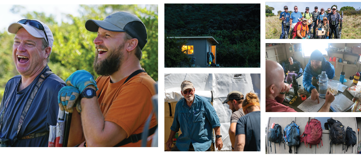 The kiwikiu translocation team had its ups and downs during the trip but stayed united. Images by Nathan Eagle. United States, 2019.