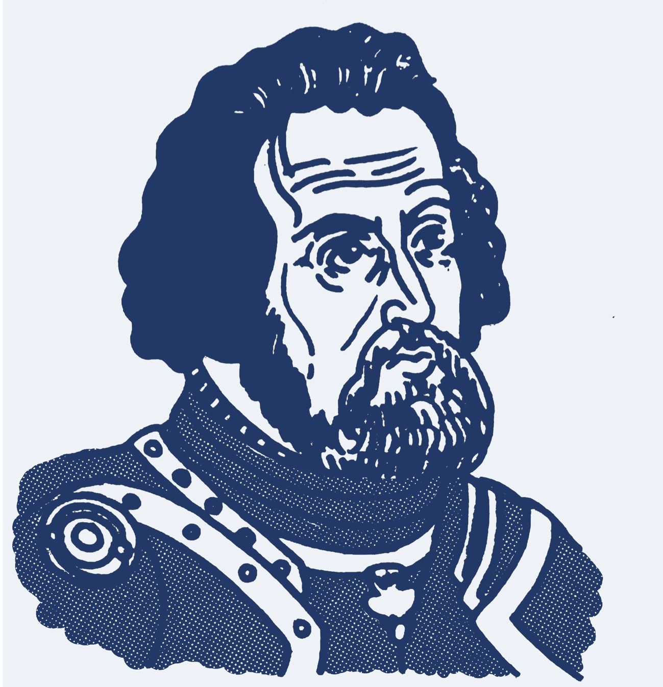 Hernán Cortés. Illustration by Eric Hinkley. 