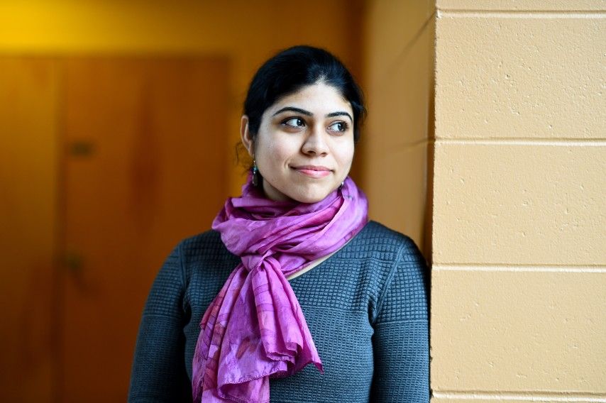 Jaspreet Mahal, a researcher at Brandeis University who is married to a Dalit. Image by Meredith Nierman/WGBH News. United States, 2019.