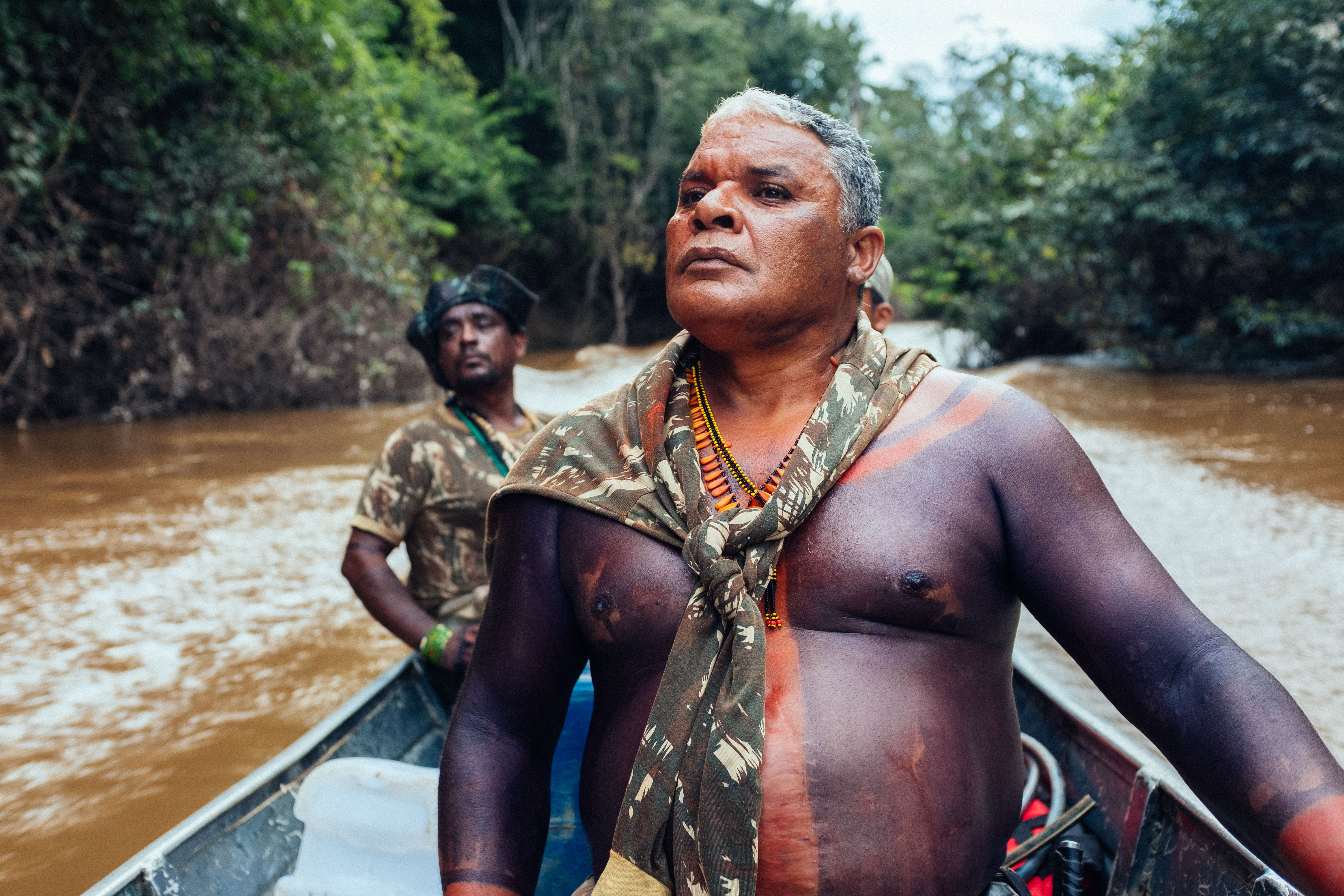 "Sometimes, when we see the trees cut down, we feel rage," says Guajajara Guardians of the Forest chief Claudio da Silva. "This is why we keep fighting, so this doesn't happen." Image by Sam Eaton. Brazil, 2018.