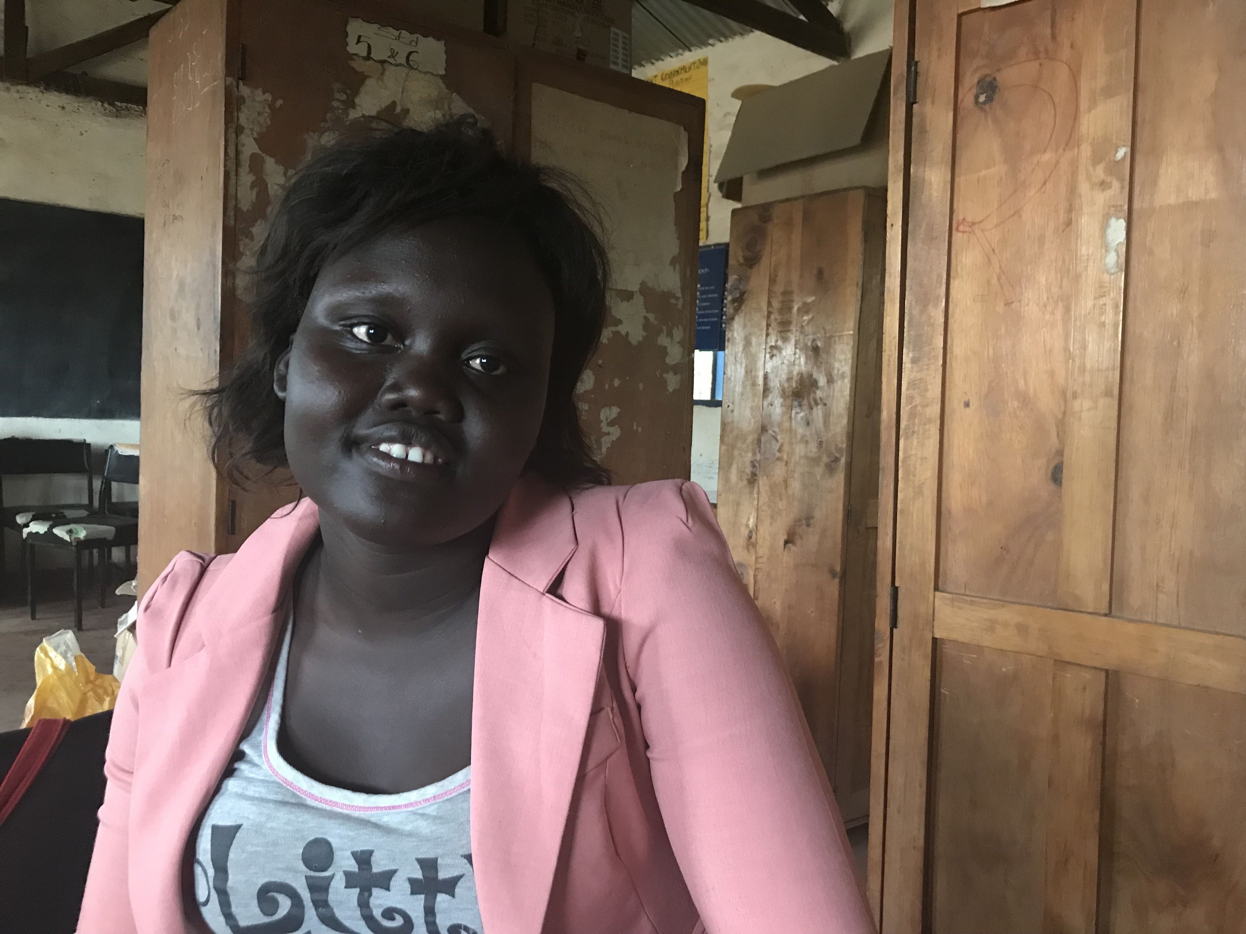 Jessica Deng, 21, was born and raised in Kakuma. Now she teaches math at Bhar-El-Naam. Image by Jaime Joyce. Kenya, 2018.