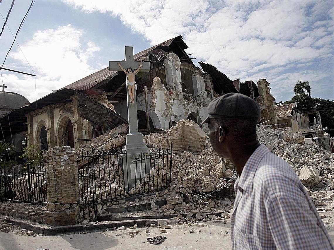 The Church of Sacré-Coeur in Port-au-Prince’s Turgeau neighborhood collapsed during Haiti’s 2010 earthquake. Image by Patrick Farrell. Haiti, 2020.