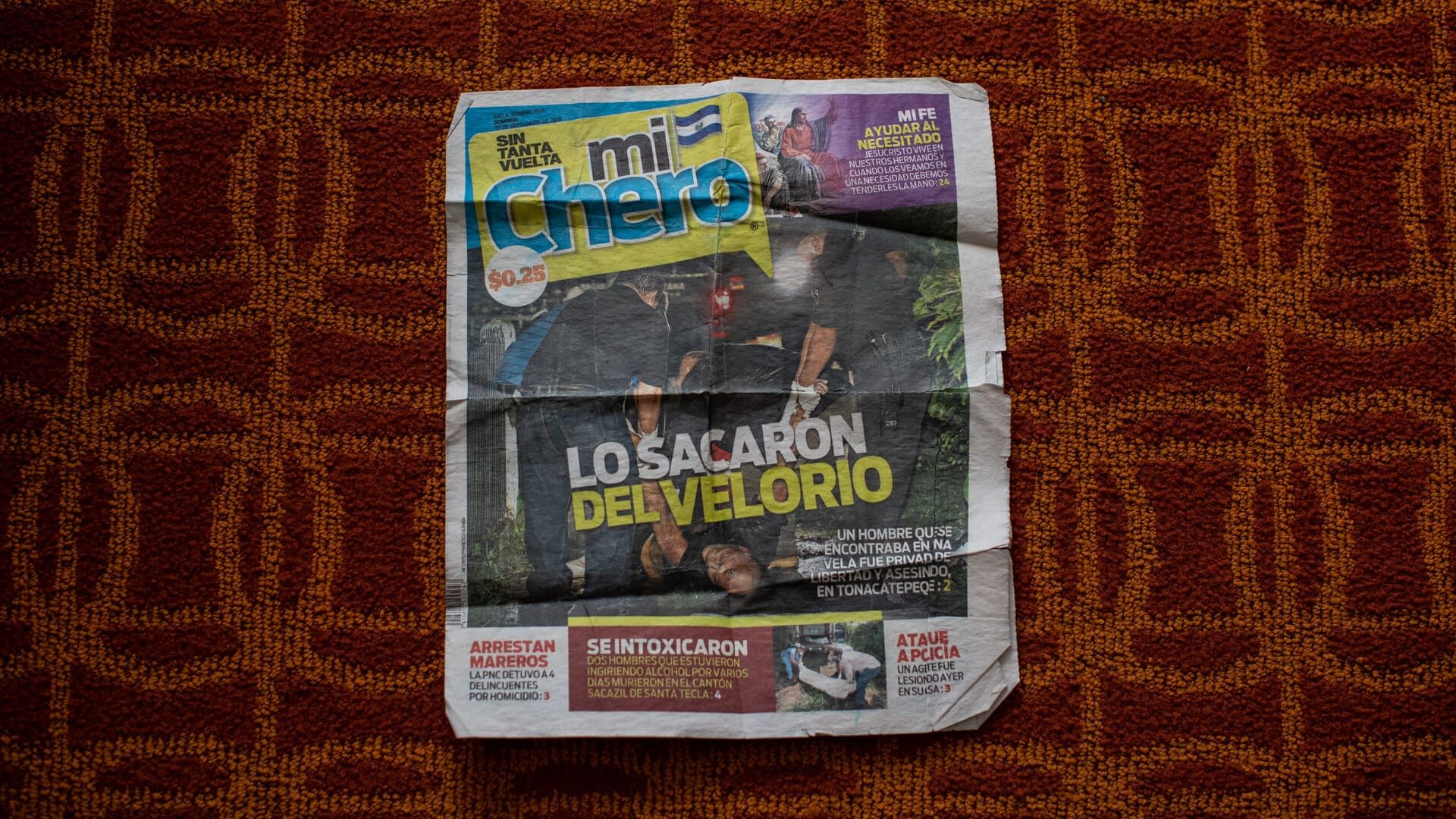 Newspapers across San Salvador featured the news of María's boyfriend’s murder in September 2018. In the Central American country, the gangs ensure that nobody reports what they see or hear. So although there were witnesses, newspapers told the same story: that he was killed at a wake, due to unknown motives. Image by Almudena Toral. El Salvador, 2018.