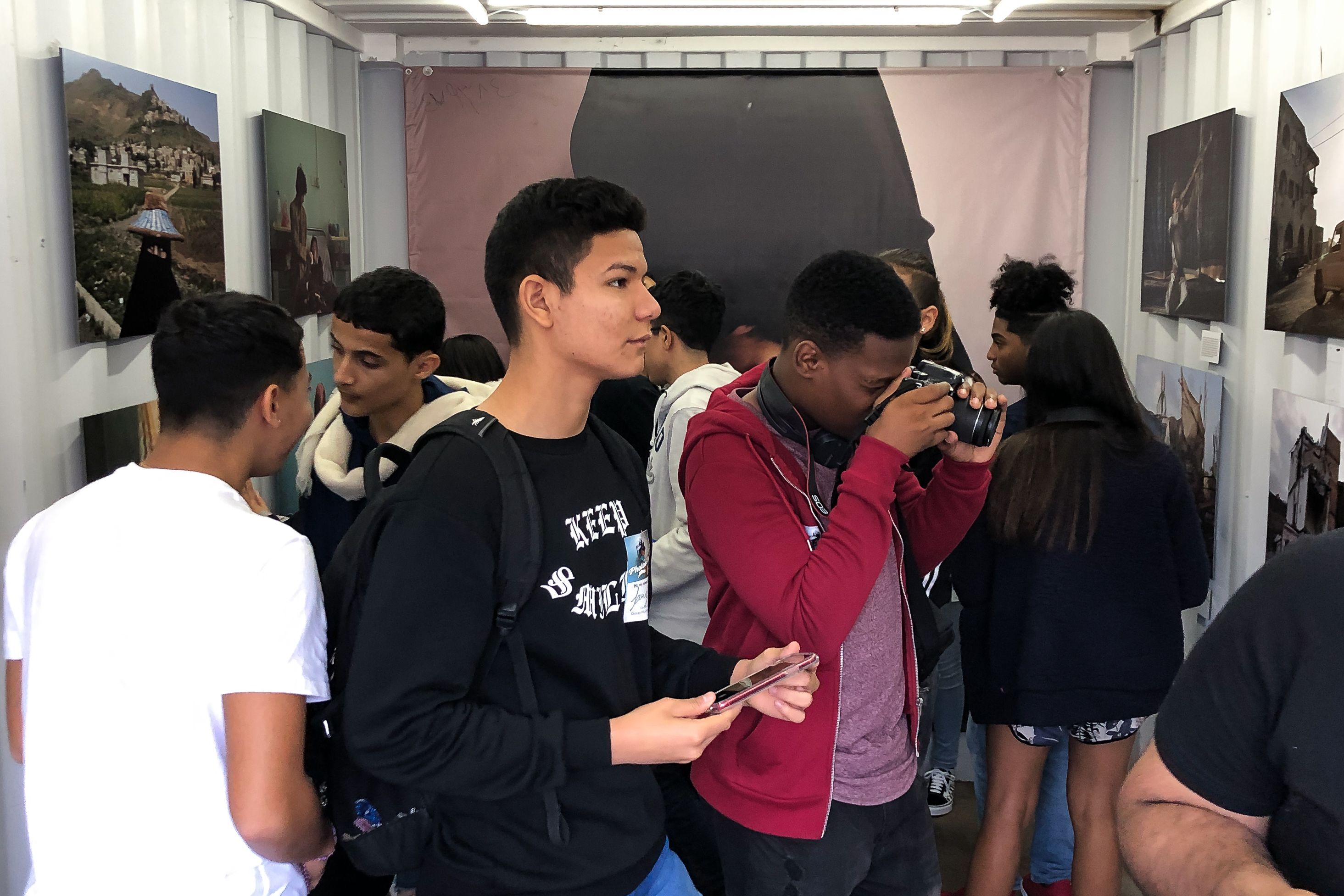 Students explore the exhibit. Image by Claire Seaton. United States, 2019.