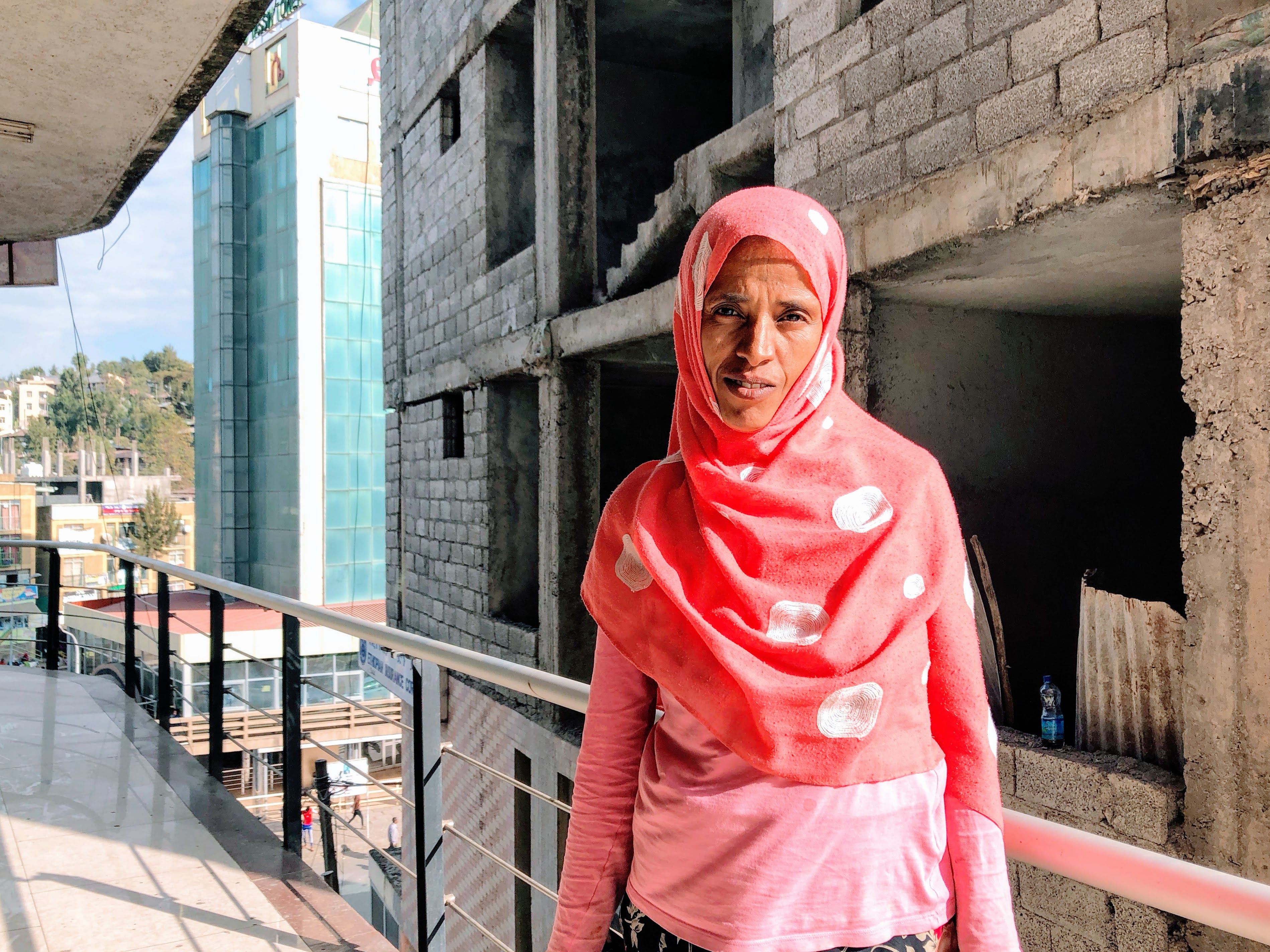 Zebiba outside the EDA office. Image by Arianne Henry. Ethiopia, 2019.